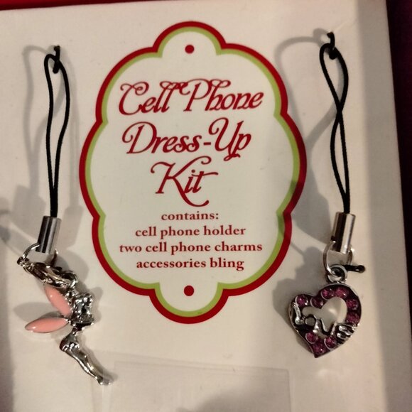 Cell Phone Dress Up Kit Charms Fairy Heart Rhinestone Stickers Holder 3x5 inch - Picture 2 of 15